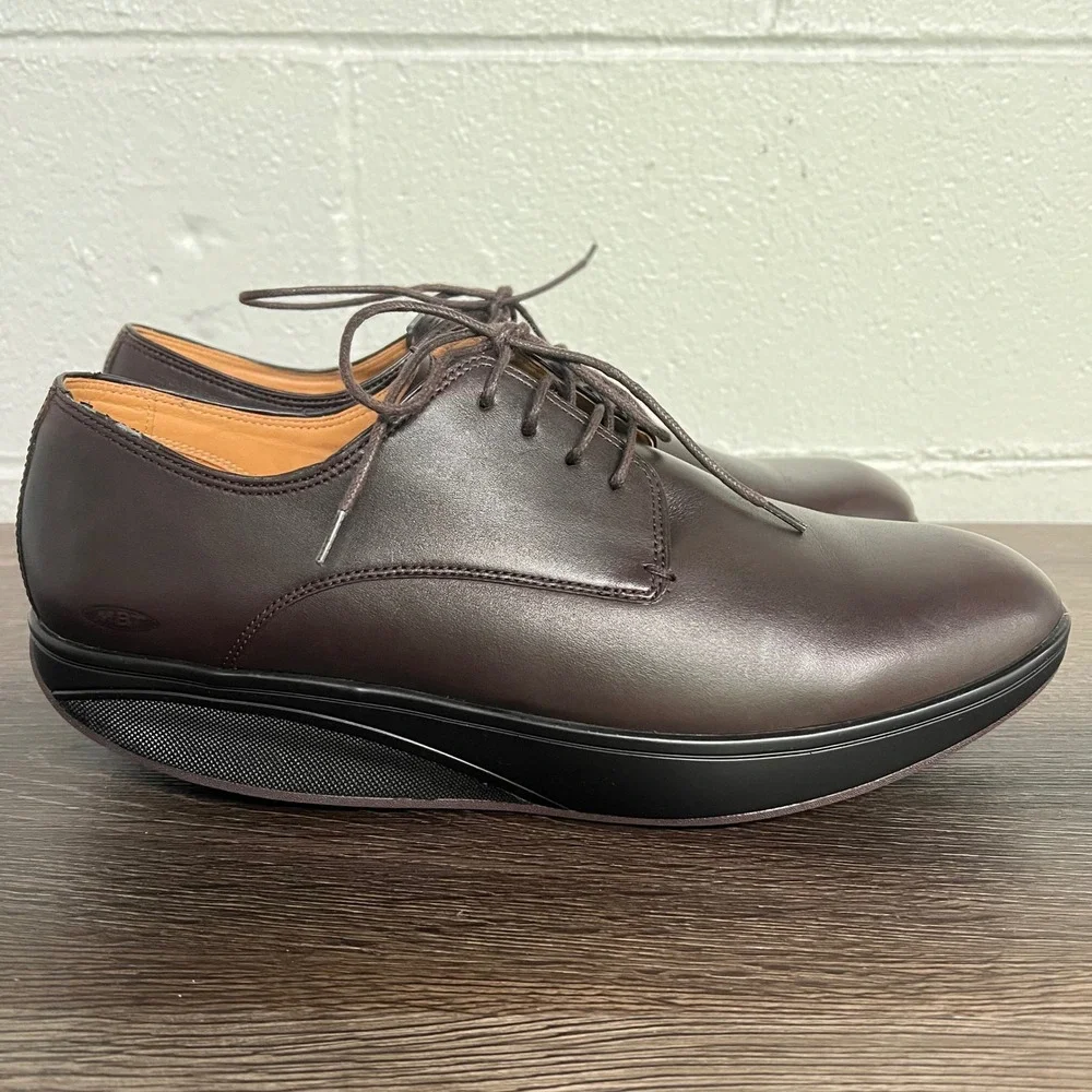 MBT 700487-118N Brown Leather Rocker Bottom Dress Shoes Mens 11-11.5 Vibram